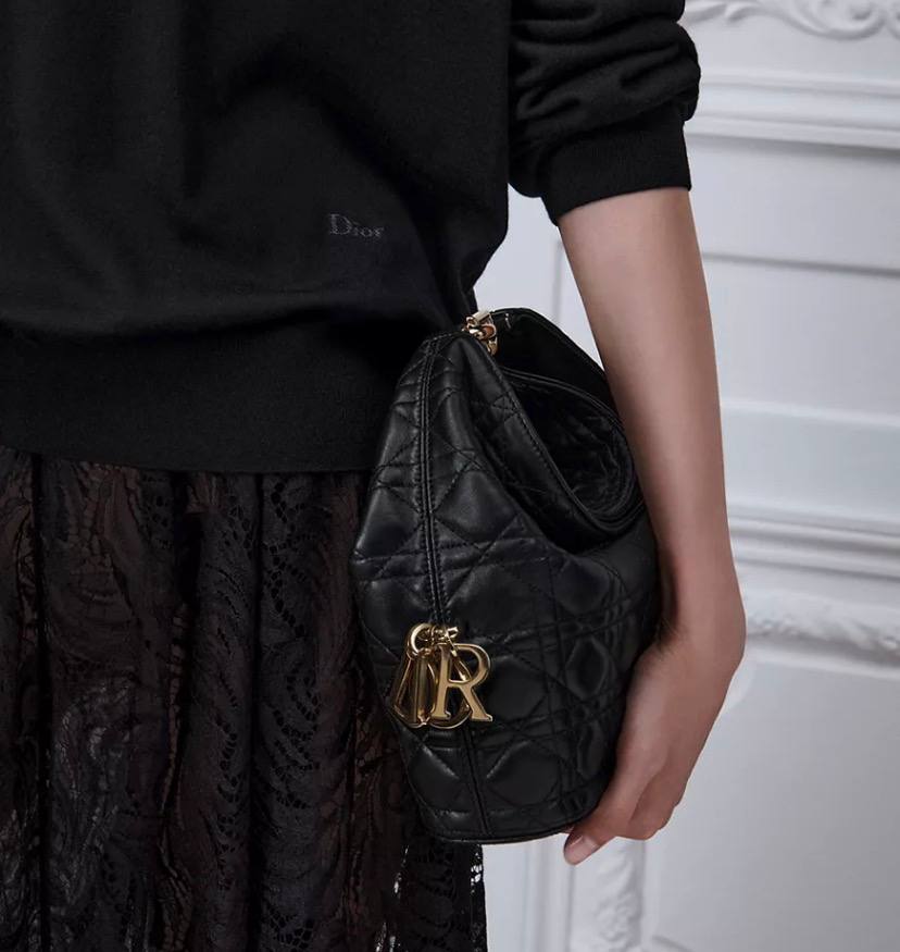 Small Dior Toujours Hobo Bag  Black Cannage Lambskin