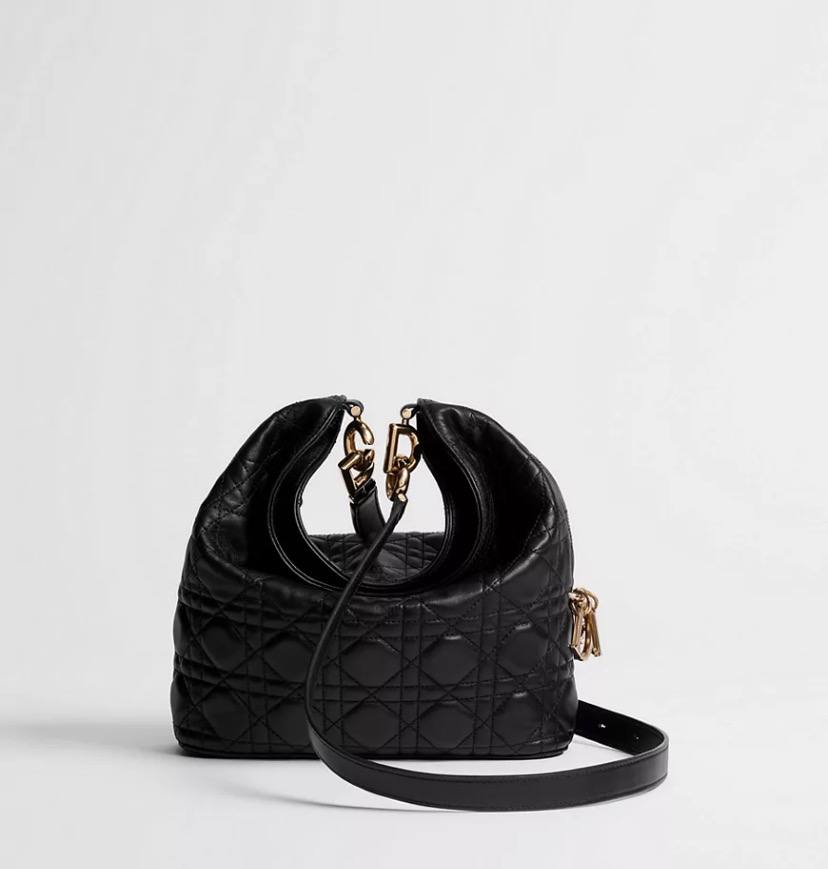 Small Dior Toujours Hobo Bag  Black Cannage Lambskin