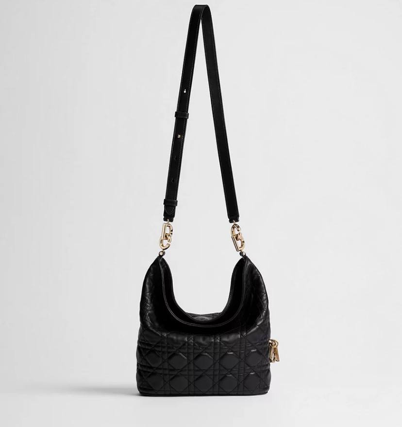 Small Dior Toujours Hobo Bag  Black Cannage Lambskin
